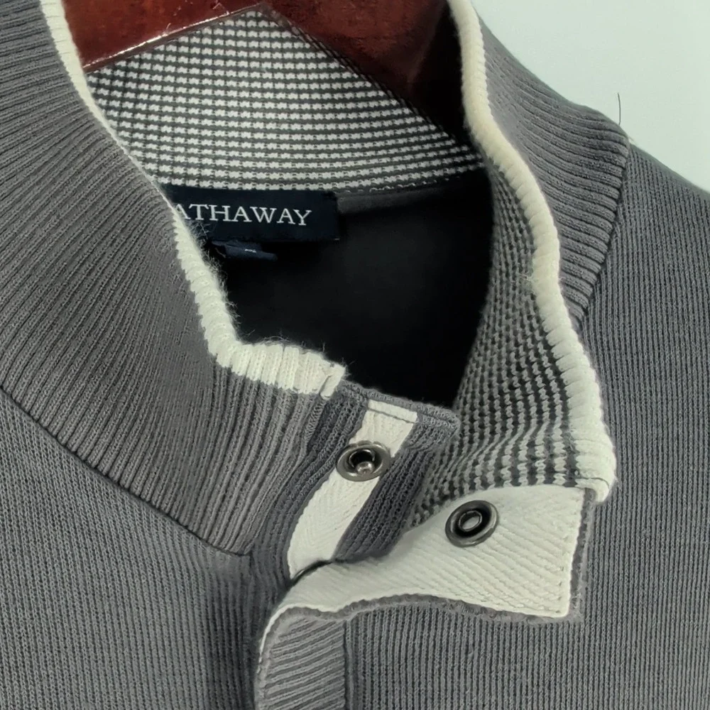 Hathaway Ribbed Knit Stand Collar‎ Classic Pullover Sweater Dark Gray Size XL